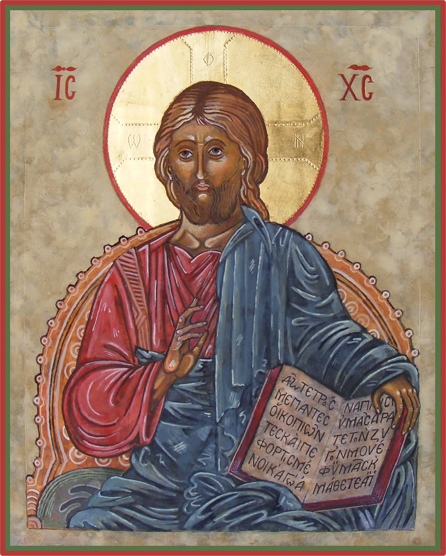 The completed icon, in this case a replica of an original, ‘Christ Enthroned’ by Emmanuel Tzanes, a painter from Rethymnon, Crete
