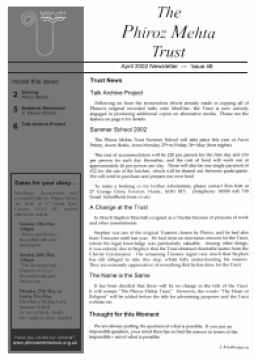 Cover of the Being Truly Human April 2002 Newsletter