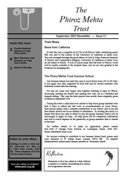 Cover of the Being Truly Human September 2003 Newsletter