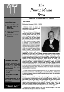 Cover of the Being Truly Human December 2003 Newsletter