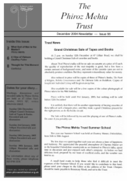 Cover of the Being Truly Human December 2004 Newsletter