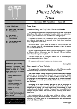 Cover of the Being Truly Human November 2006 Newsletter