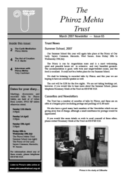 Cover of the Being Truly Human March 2007 Newsletter