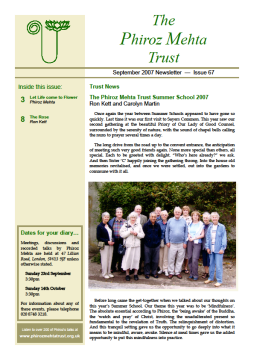 Cover of the Being Truly Human September 2007 Newsletter