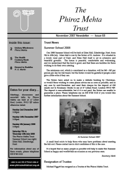 Cover of the Being Truly Human November 2007 Newsletter