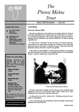 Cover of the Being Truly Human March 2008 Newsletter