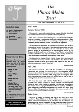 Cover of the Being Truly Human June 2008 Newsletter